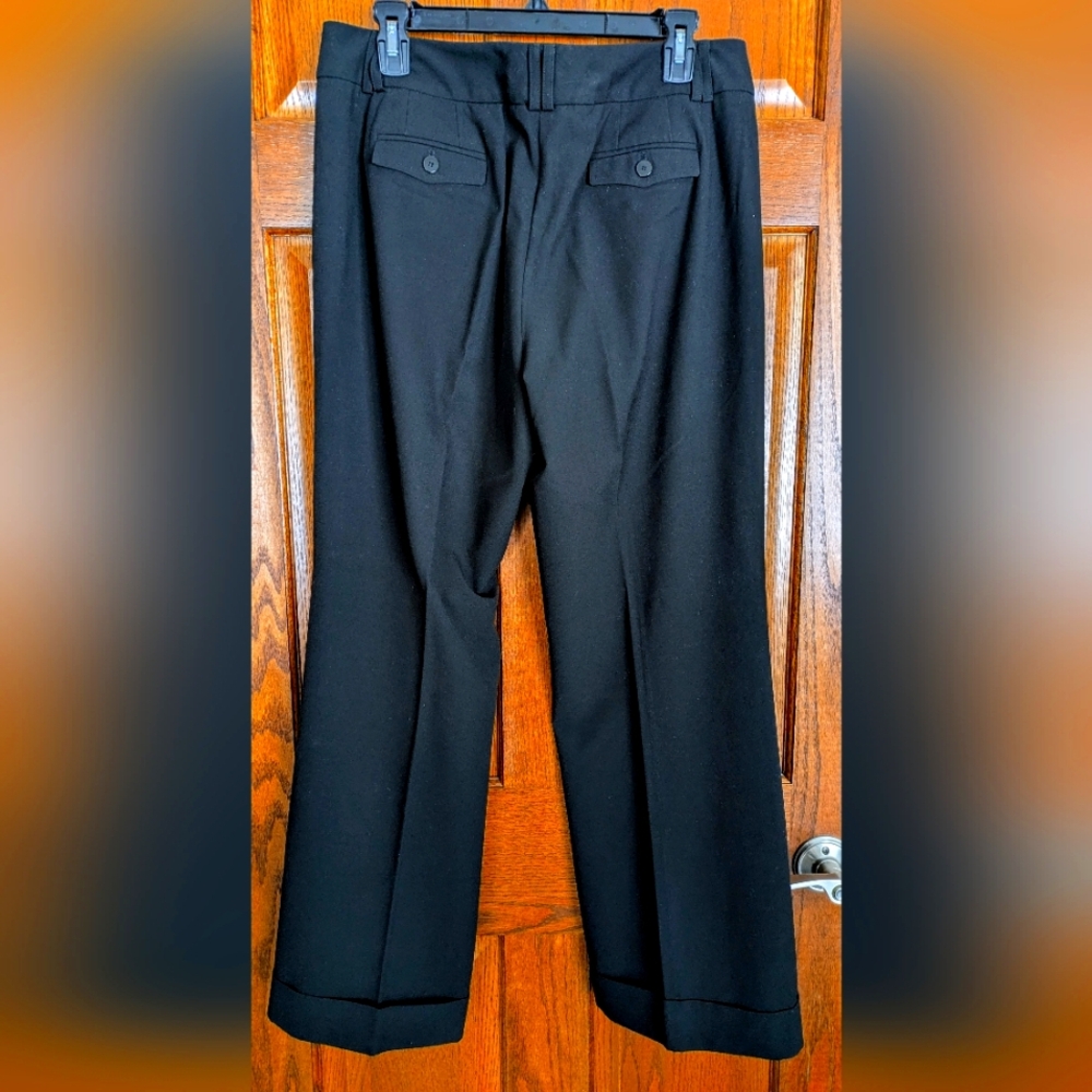 Talbots Petite Stretch Rich Black Classic Cuffed Trousers - Size 12